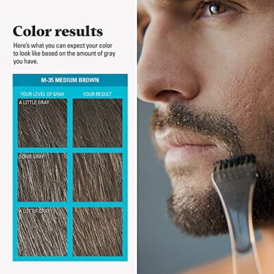 Just For Men Mustache & Beard, Beard Dye for Men with Brush Included for Easy Application, With Biotin Aloe and Coconut Oil for Healthy Facial Hair - Medium Brown, M-35, Pack of 3 - Image 6