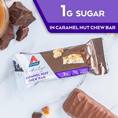 Atkins Endulge Caramel Nut Chew Bar, Dessert Favorite, 1g Sugar, Good Source of Fiber, 5 Count - Image 3