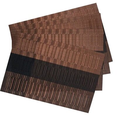 SHACOS Placemats Set of 6 Woven Vinyl Place Mats for Dining Table Heat Resistant Table Mats Wipeable (6, Ombre Coffee Black) - Image 4