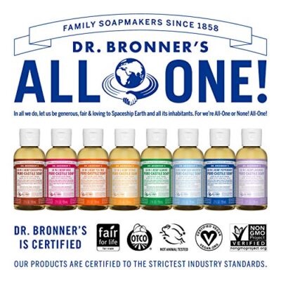 Dr. Bronner's - Pure-Castile Liquid Soap (Tea Tree, 2 ounce) - Made with Organic Oils, 18-in-1 Uses: Acne-Prone Skin, Dandruff, Laundry, Pets and Dishes, Concentrated, Vegan, Non-GMO - Image 6