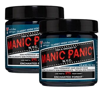Manic Panic Enchanted Forest Hair Dye ? Classic High Voltage – (2PK) Semi-Permanent Hair Color – Deep, Teal Green Shade – For Dark & Light Hair ? Vegan, PPD & Ammonia-Free – For Coloring Hair