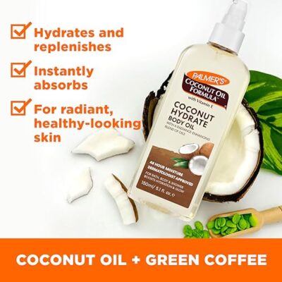Palmer's Coconut Oil Formula Body Oil, Body Moisturizer with Green Coffee Extract, Bath Oil for Dry Skin, 5.1 Ounces (Spray Cap) - Image 3