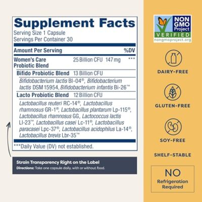 Renew Life Women's Probiotic Capsules, Supports pH Balance for Women, Vaginal, Urinary, Digestive and Immune Health, L. Rhamnosus GG, Dairy, Soy and Gluten-Free, 25 Billion CFU - 30 Ct - Image 2