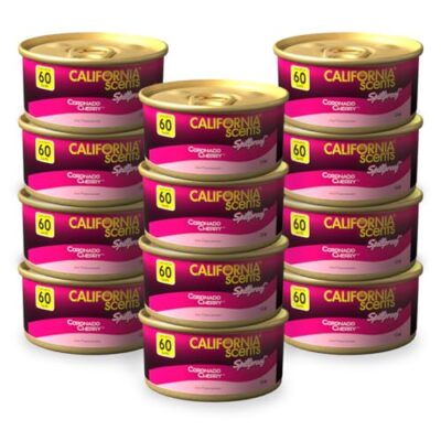 California Scents Can Air Freshener and Odor Neutralizer, Set of 12 Spillproof Cans for Home and Car, Coronado Cherry, 1.5 Oz Each, Pack of 12 (Packaging May Vary)