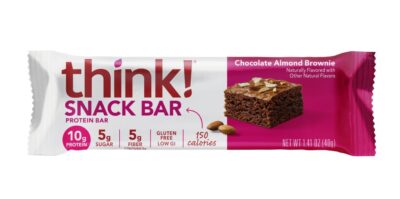 think! Protein Bars with Chicory Root for Fiber, Digestive Support, Gluten Free with Whey Protein Isolate, Chocolate Almond Brownie, Snack Bars without Artificial Sweeteners, 1.4 Oz (10 Count) - Image 3