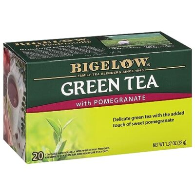 Bigelow Tea Green Tea with Pomegranate, Caffeinated Tea with Pomegranate, 20 Count Box (Pack of 6), 120 Total Tea Bags