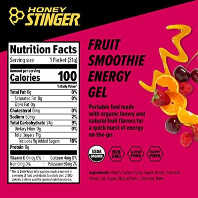 Honey Stinger Organic Fruit Smoothie Energy Gel | Gluten Free & Caffeine Free | For Exercise, Running and Performance | Sports Nutrition for Home & Gym, Pre and Mid Workout | 24 Pack, 26.4 Ounce - Image 3