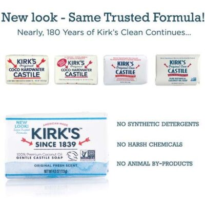 Kirk's Original Coco Castile Bar Soap Fragrance Free 4 Ounces (8 Pack) - Image 3