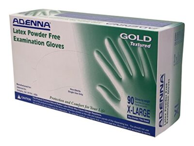 Adenna GLD268 Gold 6 mil Powder-Free Latex Gloves, Medical Grade, White, X-Large, Box of 90