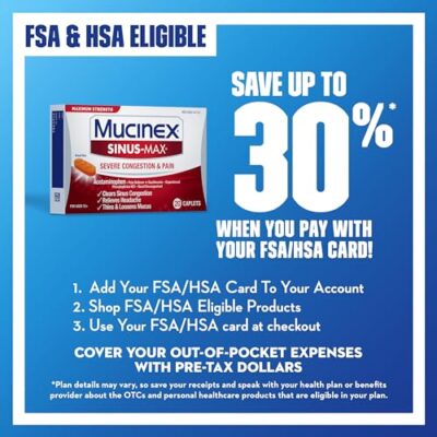 Mucinex Sinus Max Severe Congestion & Pain Relief, Maximum Strength Nasal & Sinus Relief, Decongestant for Adults, Acetaminophen Pain Reliever, Guaifenesin Expectorant and Mucus Removal, 20 Caplets - Image 6