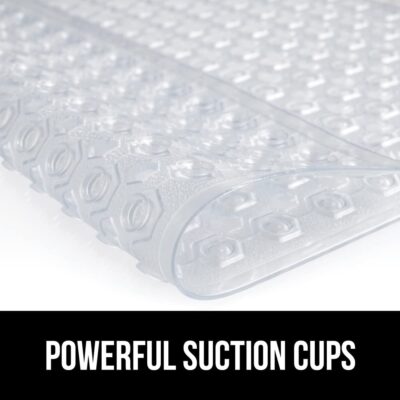 Gorilla Grip Patented Shower and Bathtub Mat, 21x21, Small Square Shower Stall Floor Mats with Suction Cups and Drainage Holes, Machine Washable and Soft on Feet, Bathroom Accessories, Clear - Image 3