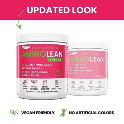 RSP Nutrition AminoLean Pre Workout Powder, Amino Energy & Weight Management with BCAA Amino Acids & Natural Caffeine, Preworkout Boost for Men & Women, 30 Serv - Image 2
