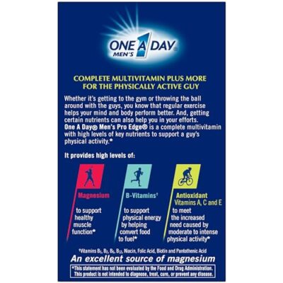 One A Day Men?s Pro Edge Multivitamin, Supplement with Vitamin A, Vitamin C, Vitamin D, Vitamin E and Zinc for Immune Health Support* and Magnesium for Healthy Muscle Function, Tablet 50 Count - Image 8