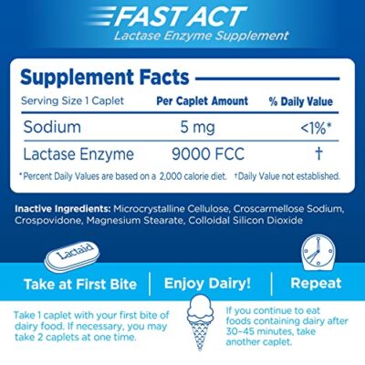 Lactaid Fast Act Lactose Intolerance Relief Caplets with Lactase Enzyme to Prevent Gas, Bloating & Diarrhea Due to Lactose Sensitivity, Ideal for Travel & On-The-Go, 32 Packs of 1-count - Image 7
