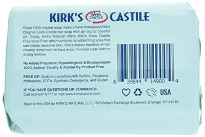 Kirk's Original Coco Castile Bar Soap Fragrance Free 4 Ounces (5 Pack) - Image 2