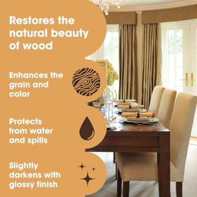 Furniture Clinic Boiled Linseed Oil for Wood Furniture & More Restore a Finish for Furniture, Table Tops, Stone & Metal Wood Care for Interior Oak, Pine, Teak & More Glossy 17oz/ 500ml Refined Oil - Image 2