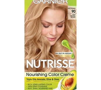 Garnier Nutrisse Nourishing Hair Color Creme, 90 Light Natural Blonde (Macadamia) (Packaging May Vary)