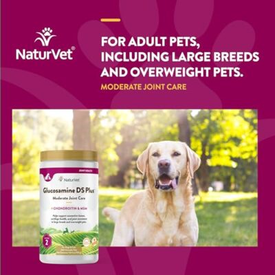 NaturVet Glucosamine DS Plus Level 2 Moderate Care Joint Support Supplement for Dogs and Cats, Chewable Tablets Time Release, Made in The USA, 240 Count - Image 4