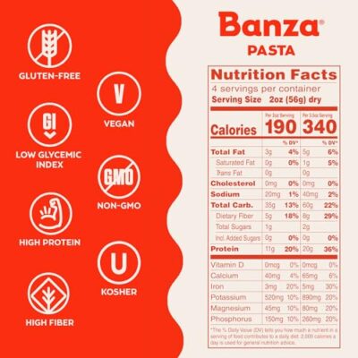 Banza Gluten-Free Chickpea Pasta, Variety Pack 20g Protein | Lower Carb | High Fiber | High Protein | Plant Based Pasta | 8oz (Pack of 6) - Image 4