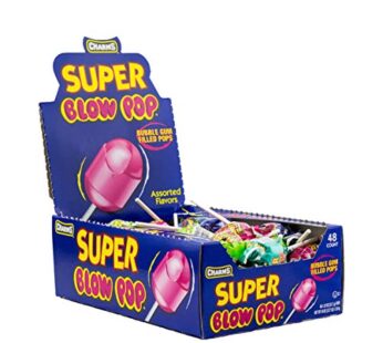 Charms Super Blow Pop Lollipops – Dual Candy and Gum Suckers – Bulk Treats for Kids and Adults – Assorted Flavors, 48 Count