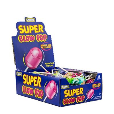 Charms Super Blow Pop Lollipops - Dual Candy and Gum Suckers - Bulk Treats for Kids and Adults - Assorted Flavors, 48 Count