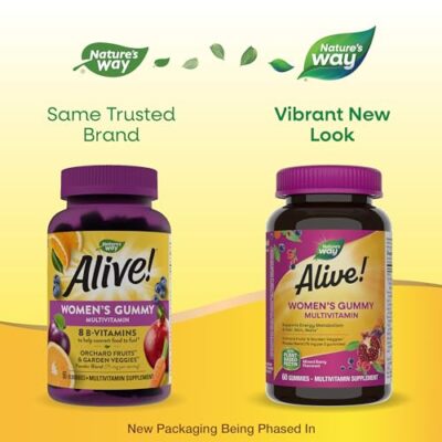 Nature's Way Alive! Women?s Gummy Multivitamin, 16 Vitamins & Minerals, Energy Metabolism*, Hair Skin & Nails*, Vegetarian, Mixed Berry Flavored, 60 Gummies (Packaging May Vary) - Image 3