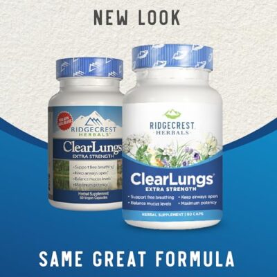 RidgeCrest Herbals ClearLungs Extra Strength, Natural Lung, Nasal Health Formula, Bronchial, Respiratory, Sinus, Mucus Support (60 Caps, 30 Serv) - Image 5