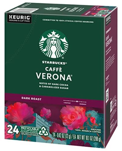 Starbucks Coffee K-Cup Pods, Caff? Verona, Dark Roast Coffee, Notes of Dark Cocoa & Caramelized Sugar, Keurig Genuine K-Cup Pods 24 Count (Pack of 2) - Image 4