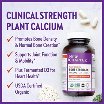 New Chapter Calcium Supplement - Bone Strength Organic Calcium with Magnesium, Vitamin D3+K2, 70+ Trace Minerals for Bone Health, Gluten Free, Easy to Swallow - 180 Slim Tablets - Image 3