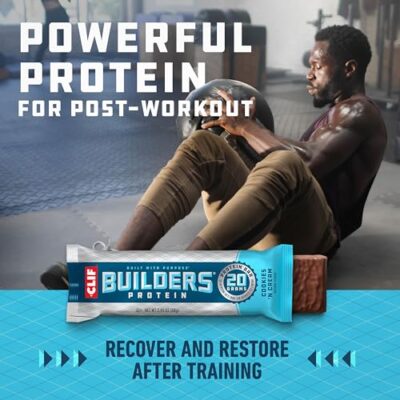 CLIF Builders - Cookies 'n Cream Flavor - Plant Based Protein Bars - Gluten Free - Non-GMO - Low Glycemic - 20g Protein - 2.4 oz. (12 Count) - Image 5