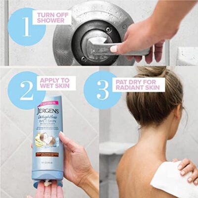 Jergens Wet Skin Body Lotion with Coconut Oil, In Shower Lotion for Dry Skin, Fast-Absorbing, Non-Sticky, Dermatologist Tested, 10 Ounce - Image 8