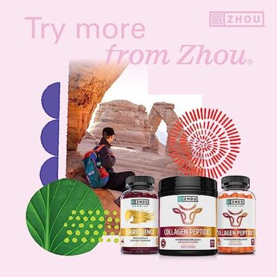 Zhou Hairfluence, Hair Growth Supplement with Clinically Studied Lustriva and Keranat and Hair Vitamins Biotin 5000mcg, Vitamin D, A, C & B12, Non-GMO, Gluten Free, 60 VegCaps - Image 6
