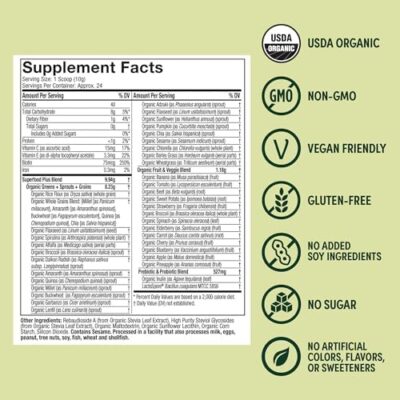 Purely Inspired Organic Green Powder Smoothie Mix, Unflavored (24 Servings) - Probiotics for Digestive Health with Spirulina & Chlorella for Gut Health - Vegan & Gluten-Free - Image 4