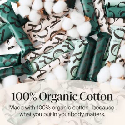 Cora Organic Applicator Tampon Multipack | 18 Regular & 18 Super Absorbency | 100% Organic Cotton, Unscented, BPA-Free Compact Applicator | Leak Protection | Packaging May Vary | 36 Total - Image 3
