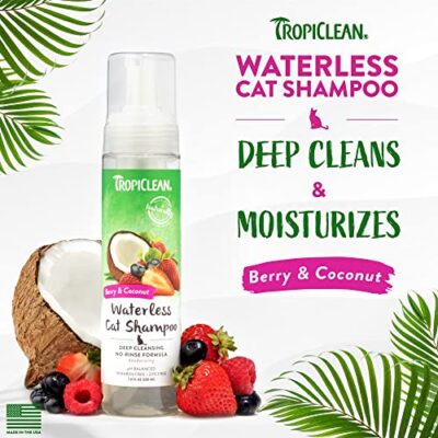 TropiClean Berry Coconut Waterless Cat Shampoo | Deep Cleansing Dry Shampoo for Cats | Natural Cat Shampoo Derived from Natural Ingredients | Made in The USA | 7.4 oz. - Image 2