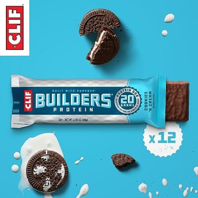CLIF Builders - Cookies 'n Cream Flavor - Plant Based Protein Bars - Gluten Free - Non-GMO - Low Glycemic - 20g Protein - 2.4 oz. (12 Count) - Image 2