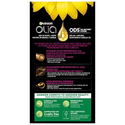 Garnier Hair Color Olia Ammonia-Free Brilliant Color Oil-Rich Permanent Hair Dye, 4.15 Dark Soft Mahogany, 1 Count (Packaging May Vary) - Image 2