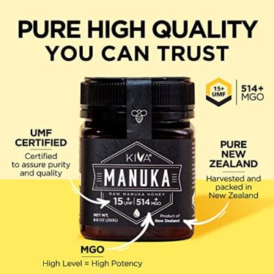 Kiva Raw Manuka Honey, Certified UMF 15+ | MGO 514+ | 100% Pure Genuine New Zealand (8.8oz/250g Bottle) | Non-GMO | Traceable | UMF & MGO Certified - Image 7