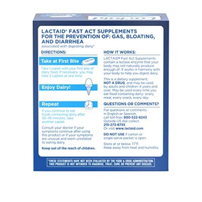 Lactaid Fast Act Lactose Intolerance Relief Caplets with Lactase Enzyme to Prevent Gas, Bloating & Diarrhea Due to Lactose Sensitivity, Ideal for Travel & On-The-Go, 32 Packs of 1-count - Image 11