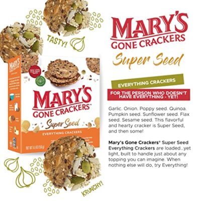 Mary's Gone Crackers Super Seed Crackers, Organic Plant Based Protein, Gluten Free, Everything, 5.5 Ounce (Pack of 1) - Image 2