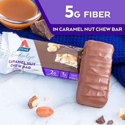 Atkins Endulge Caramel Nut Chew Bar, Dessert Favorite, 1g Sugar, Good Source of Fiber, 5 Count - Image 4