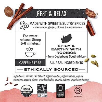 Numi Organic Rooibos Chai Tea, 18 Tea Bags, Red Tea with Cinnamon, Allspice & Ginger, Caffeine Free (Packaging May Vary) - Image 4