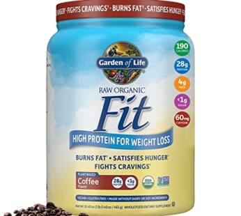 Garden of Life Raw Organic Fit Vegan Protein Powder Coffee, 28g Plant Based Protein for Weight Loss, Pea Protein, Fiber, Probiotics, Dairy Free Nutritional Shake for Women and Men, 10 Servings