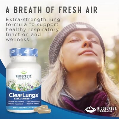 RidgeCrest Herbals ClearLungs Extra Strength, Natural Lung, Nasal Health Formula, Bronchial, Respiratory, Sinus, Mucus Support (60 Caps, 30 Serv) - Image 6