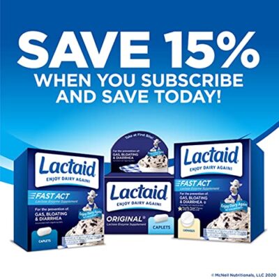 Lactaid Fast Act Lactose Intolerance Relief Caplets with Lactase Enzyme to Prevent Gas, Bloating & Diarrhea Due to Lactose Sensitivity, Ideal for Travel & On-The-Go, 32 Packs of 1-count - Image 8