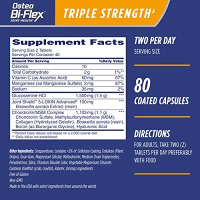 Osteo Bi-Flex Triple Strength(5), Glucosamine Chondroitin with Vitamin C Joint Health Supplement, Coated Tablets, 80 Count (Pack of 1) - Image 4