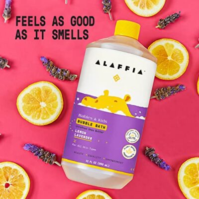 Alaffia Babies and Kids Bubble Bath, Gentle Baby Essentials for Delicate Skin, Cleansing & Calming Bubbles, Plant Based Formula, Vegan, Lemon Lavender, 32 Fl Oz - Image 8