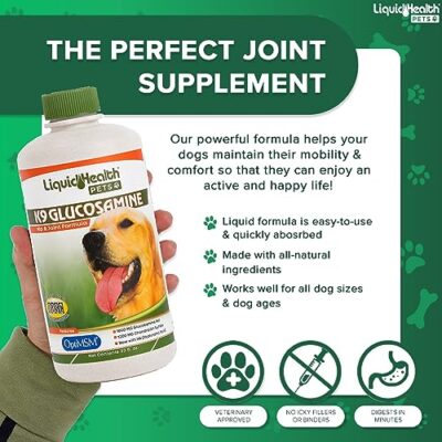 LIQUIDHEALTH 32 Oz K9 Liquid Glucosamine for Dogs, Puppies and Senior Canines - Chondroitin, MSM, Hyaluronic Acid ? Joint Health, Dog Vitamins Hip Joint Juice, Dog Joint Oil - Image 3