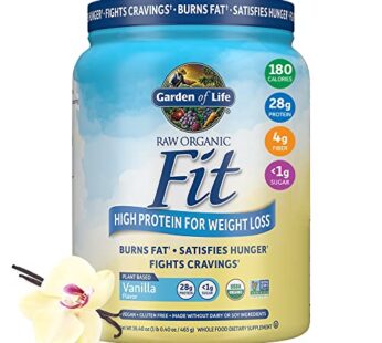 Garden of Life Raw Organic Fit Vegan Protein Powder Vanilla, 28g Plant Based Protein for Weight Loss, Pea Protein, Fiber, Probiotics, Dairy Free Nutritional Shake for Women and Men, 10 Servings