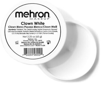 Mehron Makeup Clown White Professional Face Paint Cream Makeup | White Face Paint Makeup for Stage, Film, Cosplay, & Mime | Halloween Clown Makeup 2.25 oz (65g)